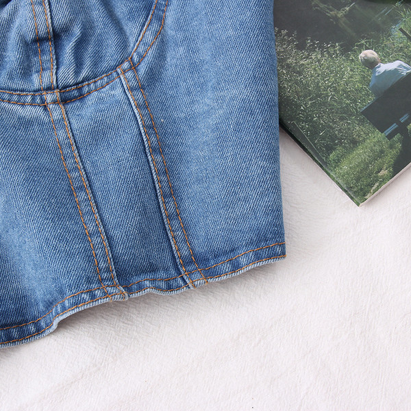 Дънково дамско бюстие с тънки презрамки 