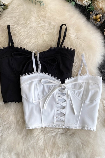 Дамски потник с тънки презрамки и връзки 