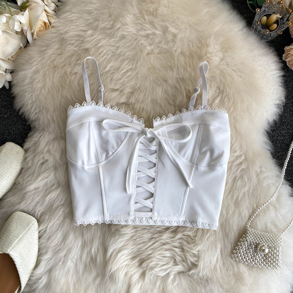 Дамски потник с тънки презрамки и връзки 