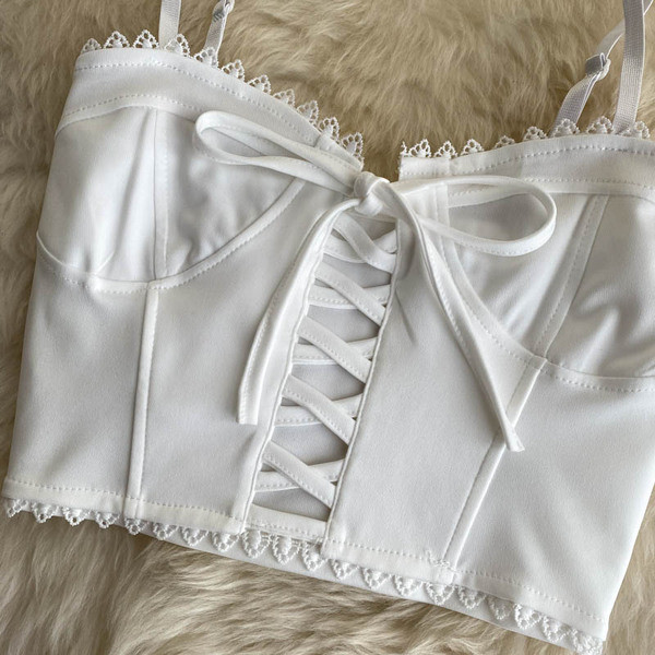 Дамски потник с тънки презрамки и връзки 