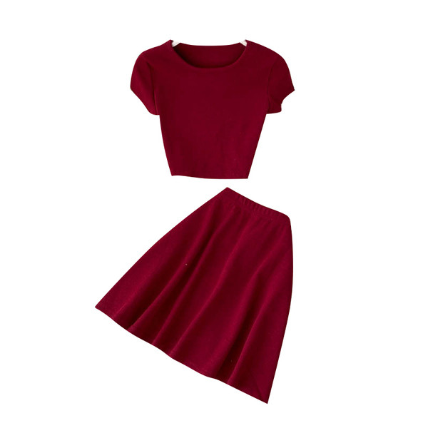 Изчистен дамски комплект от блуза и пола 