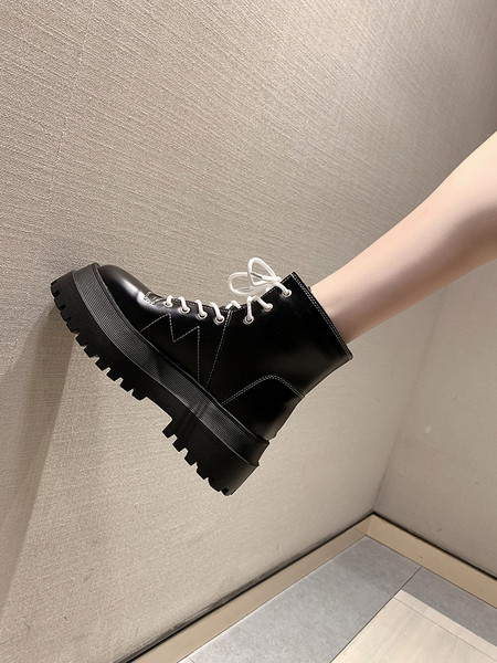 Дамски ежедневни боти с груба подметка и връзки