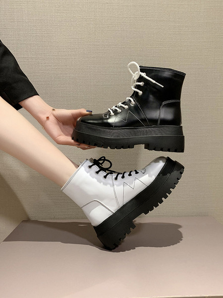 Дамски ежедневни боти с груба подметка и връзки