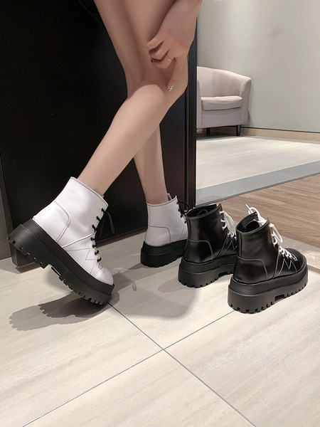 Дамски ежедневни боти с груба подметка и връзки