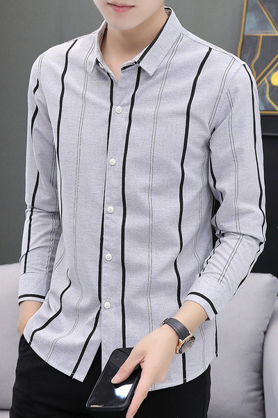 Раирана мъжка риза с класическа яка Slim модел