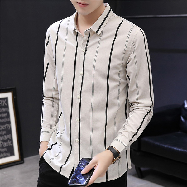 Раирана мъжка риза с класическа яка Slim модел