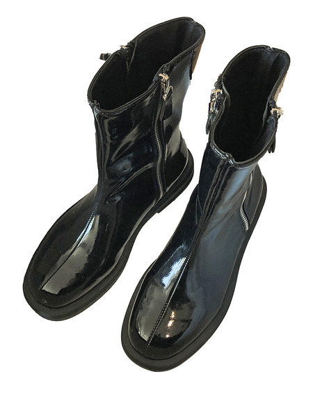 Лачени дамски боти с равна подметка и ципове