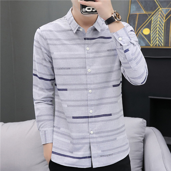 Ежедневна мъжка риза с дълги ръкави и класическа яка