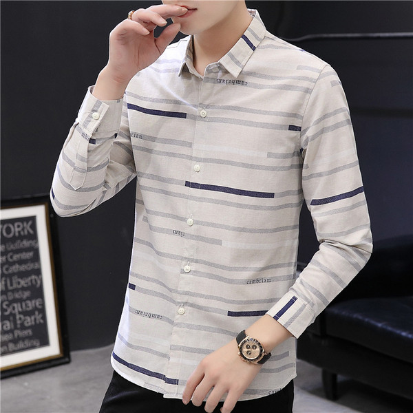 Ежедневна мъжка риза с дълги ръкави и класическа яка