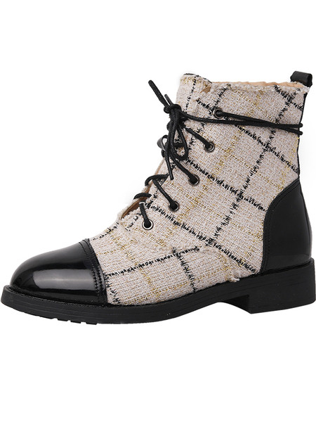 Ежедневни дамски боти с равна подметка  и връзки