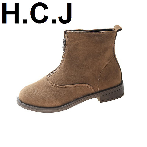 Велурени дамски есенни боти с цип 