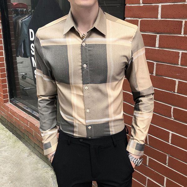 Карирана мъжка риза Slim модел с дълги ръкави