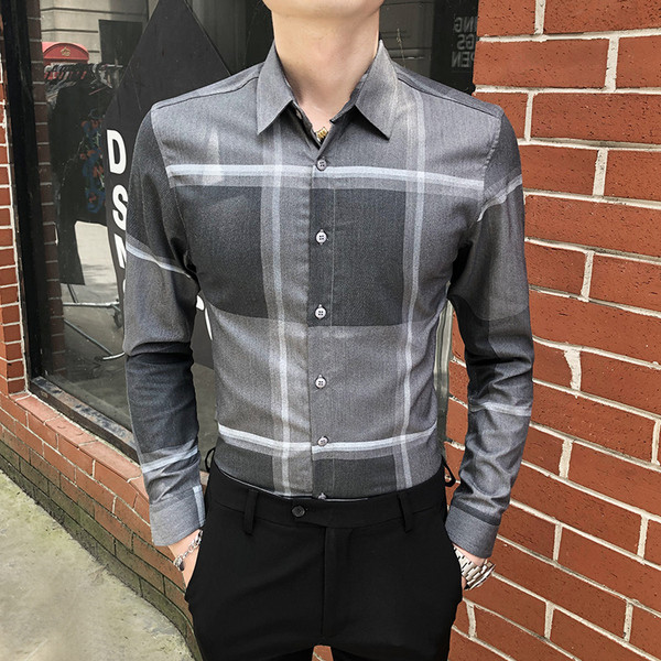Карирана мъжка риза Slim модел с дълги ръкави