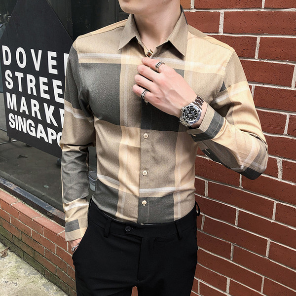 Карирана мъжка риза Slim модел с дълги ръкави