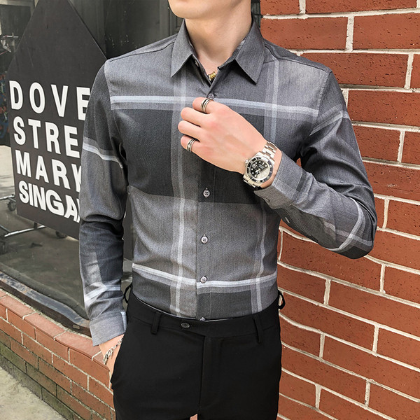 Карирана мъжка риза Slim модел с дълги ръкави