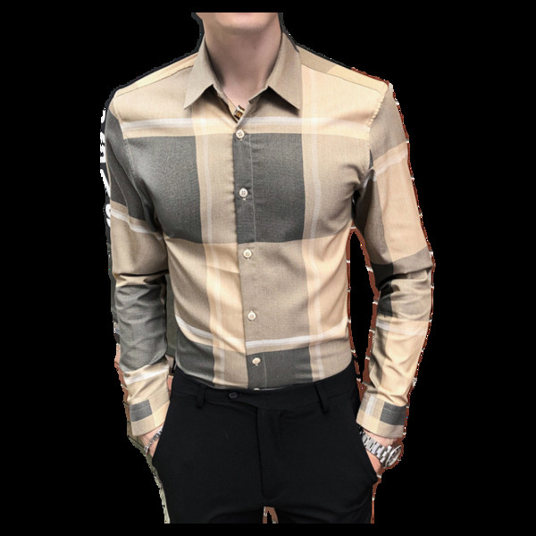 Карирана мъжка риза Slim модел с дълги ръкави