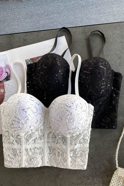 Čipkani bustier s tankim naramenicama