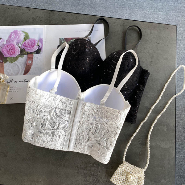 Čipkani bustier s tankim naramenicama