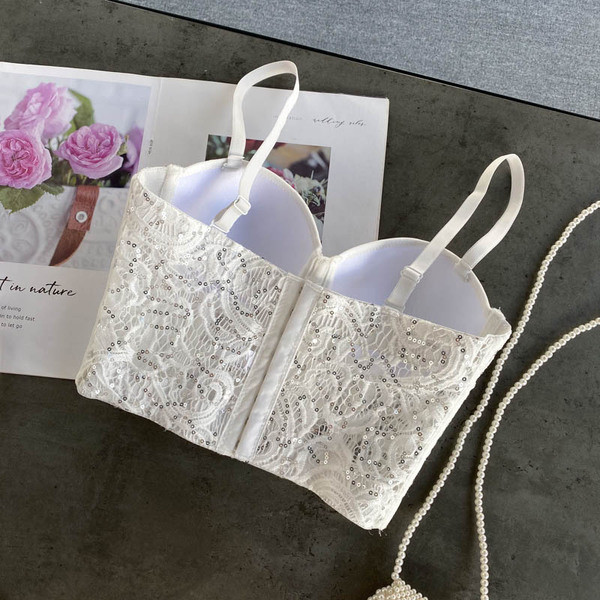 Čipkani bustier s tankim naramenicama