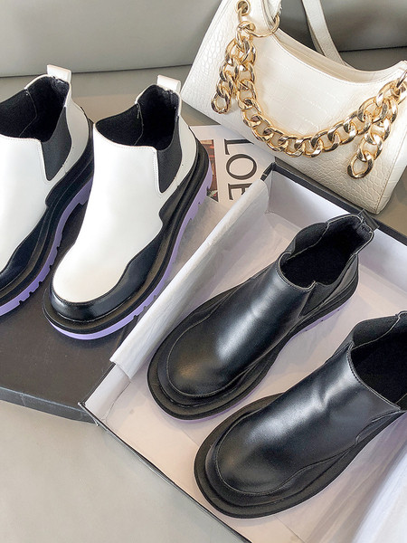 Casual ženske čizme od umjetne kože s ravnim potplatom