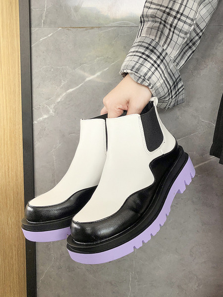 Casual ženske čizme od umjetne kože s ravnim potplatom