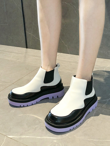 Casual ženske čizme od umjetne kože s ravnim potplatom