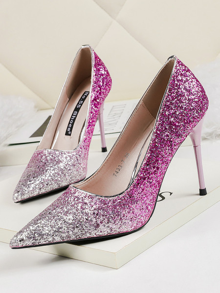 Elegantne ženske cipele na visoku petu s kamenčićima