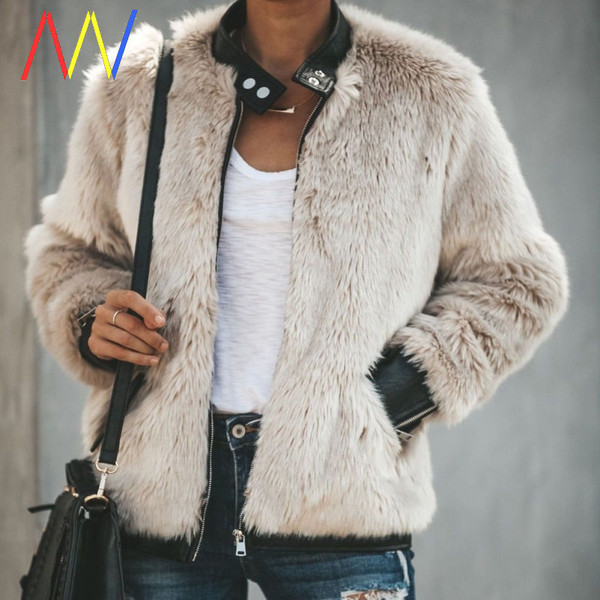 Kratka moderna jakna od umjetne dlake i eko kože