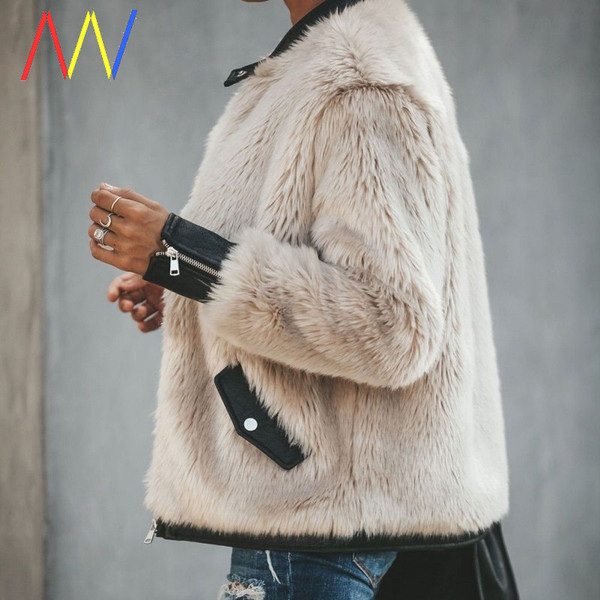 Kratka moderna jakna od umjetne dlake i eko kože