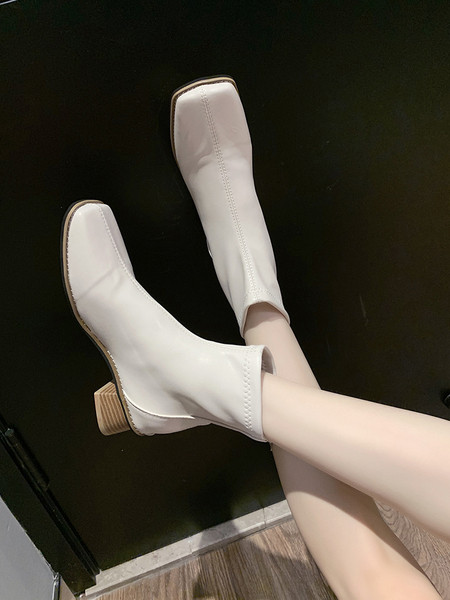 Ženske čizme od eko kože sa petom debljine 4 cm