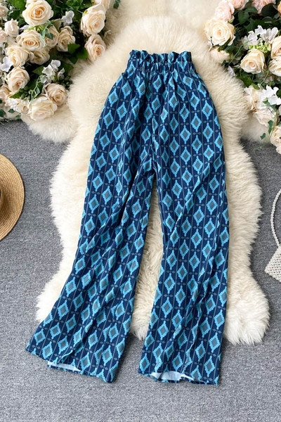 Ženske ležerne hlače širokog modela s elastičnim strukom