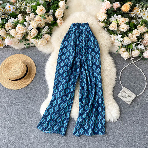 Ženske ležerne hlače širokog modela s elastičnim strukom