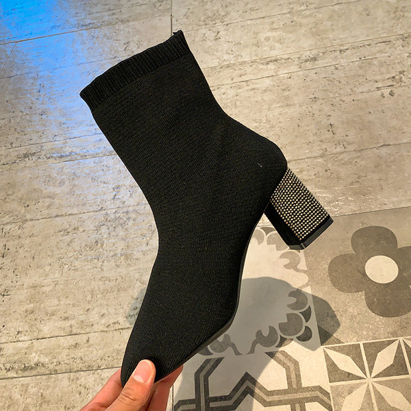 Ženske tekstilne sok čizme sa kamenčićima