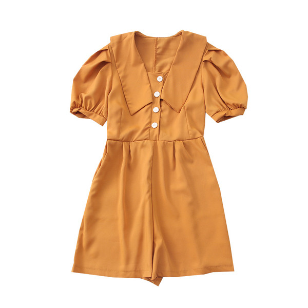 Ženski ležerni kombinezon s gumbima i kratkim rukavima