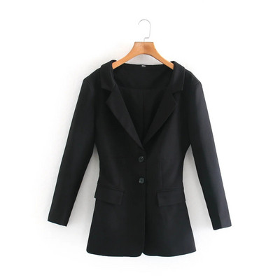 Модерно дамско сако Slim модел в черен цвят