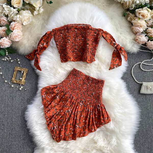 Ženski komplet hlača i topa visokog struka