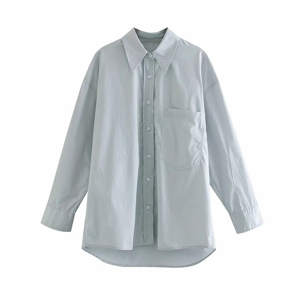 Ležerna ženska košulja s džepom i klasičnim ovratnikom - široki model
