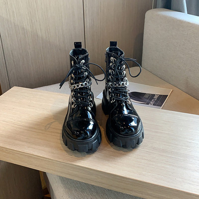 Casual γυναικείες μπότες με πλατφόρμα 6 cm σε μαύρο χρώμα - δύο μοντέλα