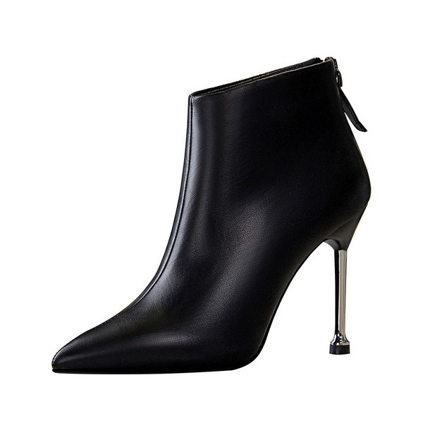 Elegantne ženske čizme na visoku petu od eko kože sa patentnim zatvaračem