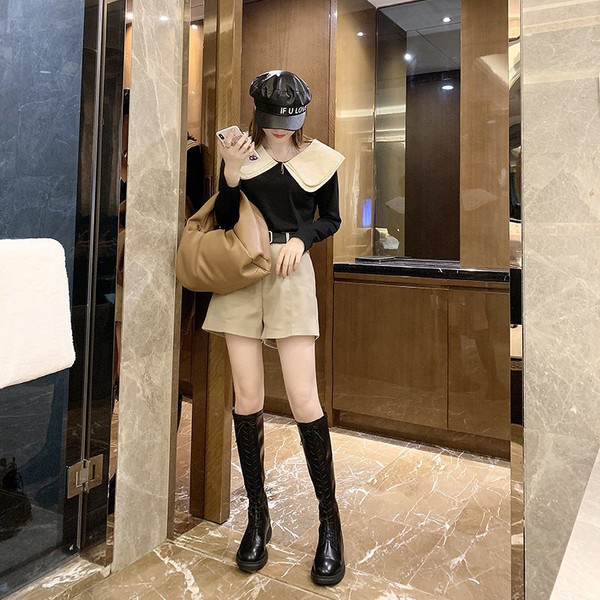 Ženske kožne čizme od eko kože sa vezicama