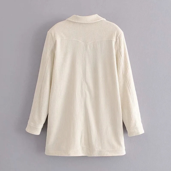 Ženska ležerna jakna sa špic izrezom i dugim rukavima