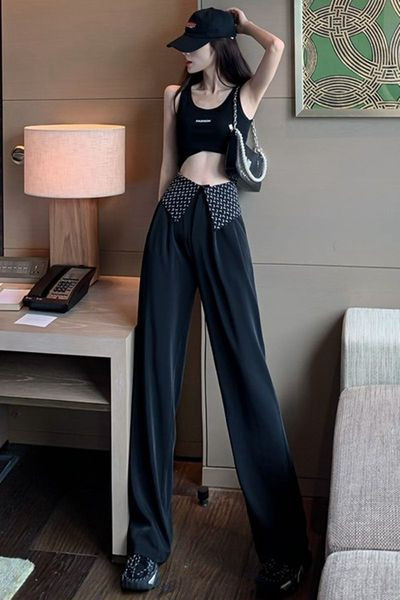 Ženski aktualni široki model hlača s visokim strukom