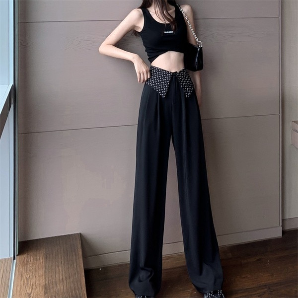 Ženski aktualni široki model hlača s visokim strukom