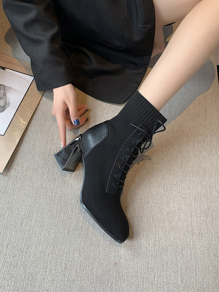 Paeltega ja 7 cm kontsaga naiste saapad tekstiilist