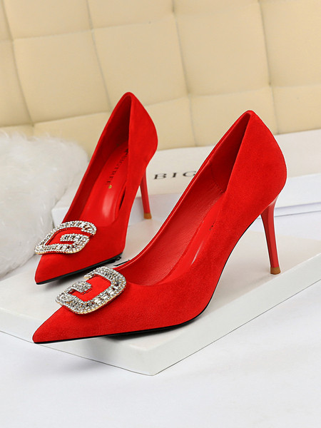 Elegantsed naiste kõrge kontsaga kingad tavaline kivikestega mudel