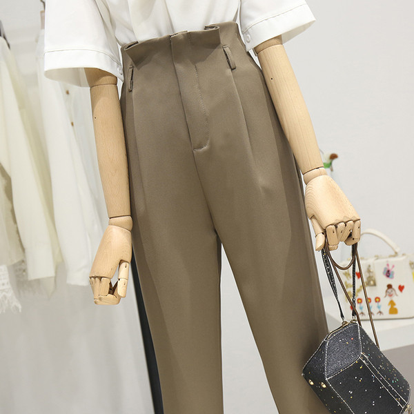 Uus kõrge vöökohaga naiste pikkade pükste mudel