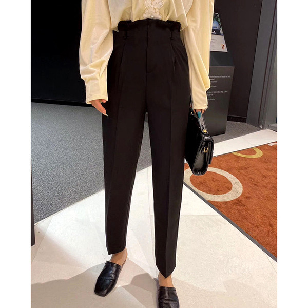 Uus kõrge vöökohaga naiste pikkade pükste mudel