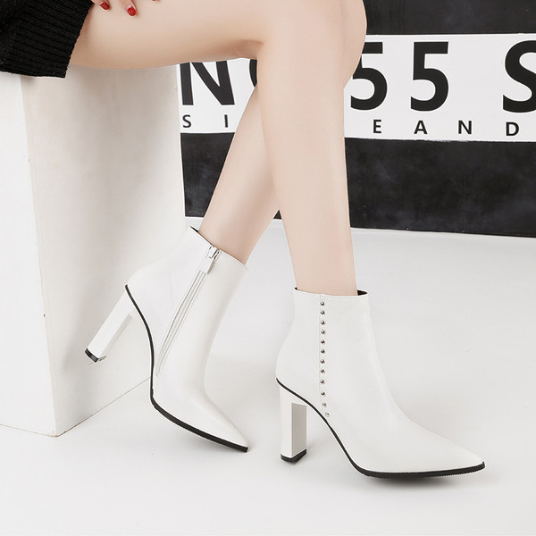 UUS tõmbluku ja metallelemendiga elegantsete naiste saapade mudel