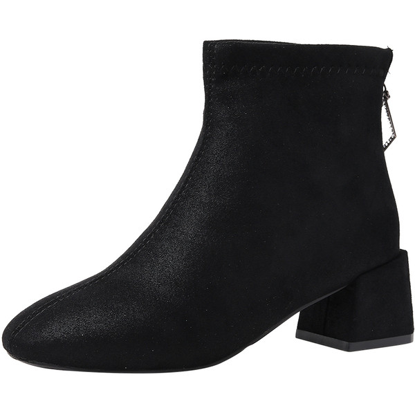 Stiilsed musta värvi 5 cm paksuse kontsaga naiste saapad