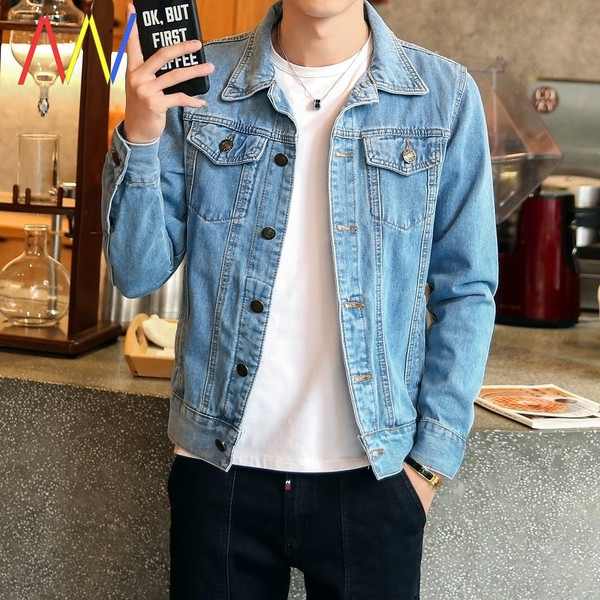 Vabaaja nööpidega meeste teksajakk